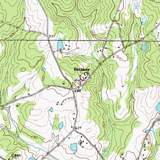 Topographic Map of Bethany Cemetery, SC