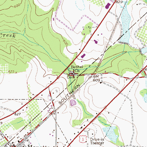 Topographic Map of Bethel Cemetery, SC