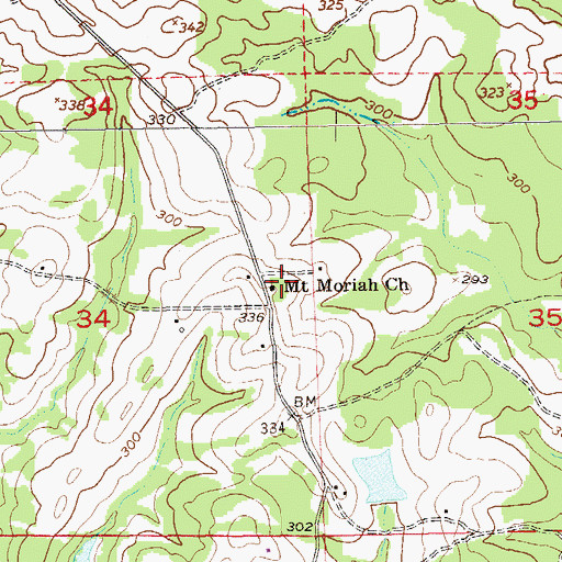 Topographic Map of Mount Moriah Church, AL