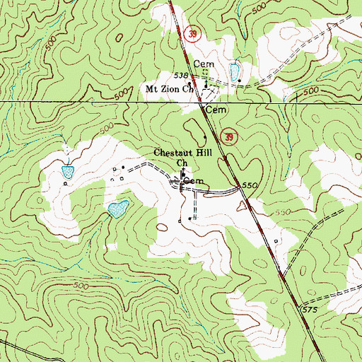 Topographic Map of Chestnut Hill Cemetery, SC