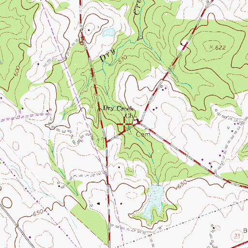 Topographic Map of Dry Creek Cemetery, SC