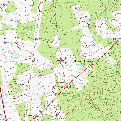 Topographic Map of Good Hope School (historical), SC