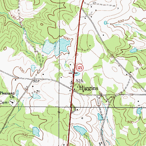 Topographic Map of Higgins Rosenwald School (historical), SC