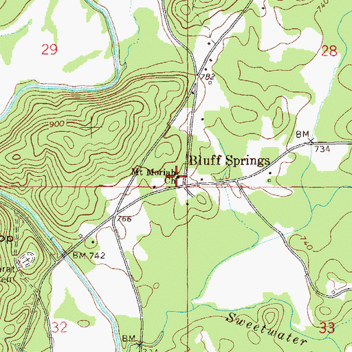 Topographic Map of Mount Moriah United Methodist Church, AL