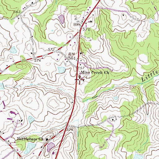Topographic Map of Mine Creek School (historical), SC