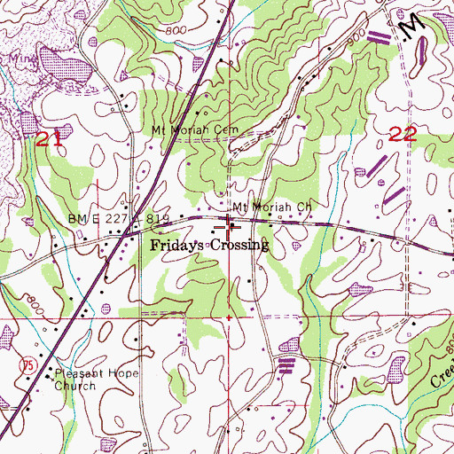 Topographic Map of Mount Moriah Church, AL
