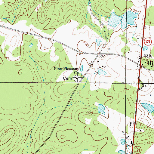 Topographic Map of Pine Pleasant Cemetery, SC