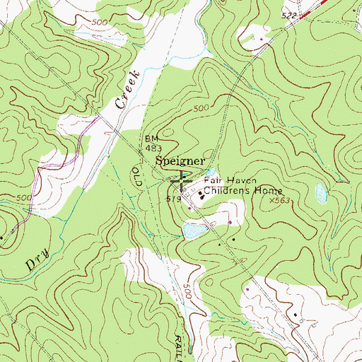 Topographic Map of Speigner Church (historical), SC