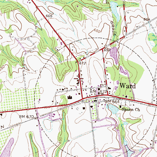 Topographic Map of Ward Baptist Church, SC
