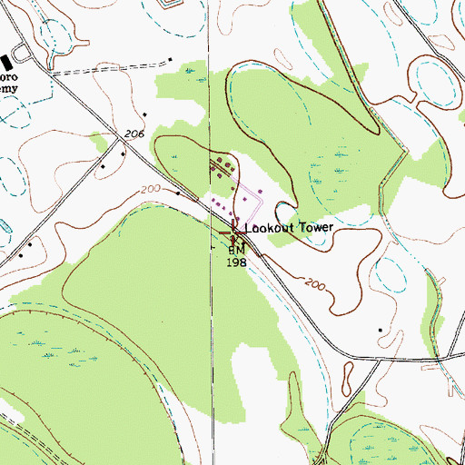 Topographic Map of Bennettsville Lookout Tower, SC
