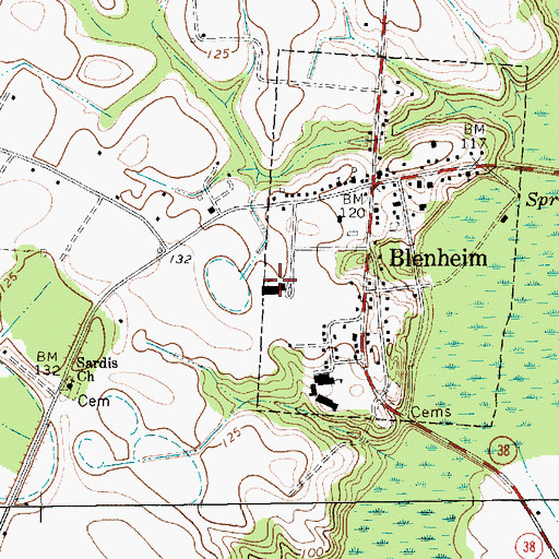 Topographic Map of Blenheim Elementary School, SC