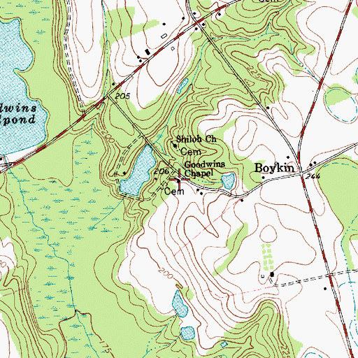 Topographic Map of Boykin School (historical), SC