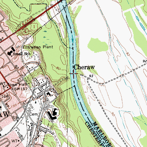 Topographic Map of Cheraw Bridge (historical), SC