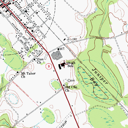 Topographic Map of Clio Middle School, SC