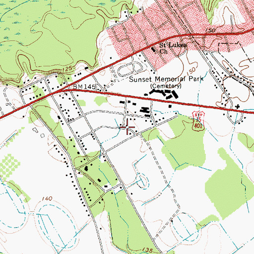 Topographic Map of Dundee Acres, SC