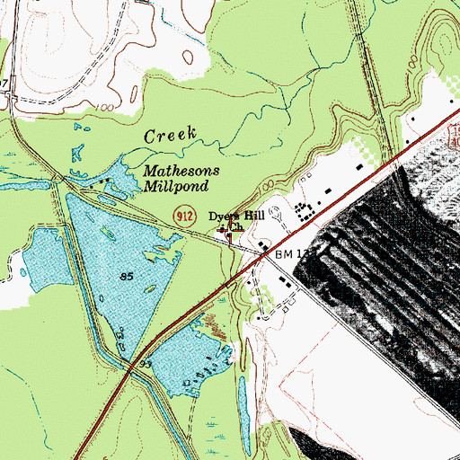 Topographic Map of Dyers Hill School, SC