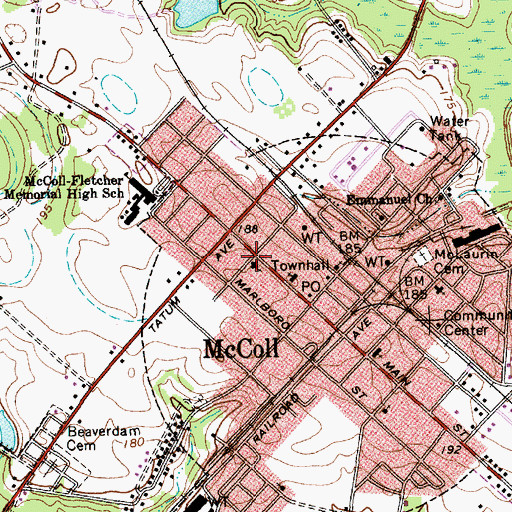 Topographic Map of First Baptist Church, SC
