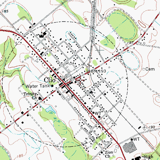 Topographic Map of First Baptist Church, SC