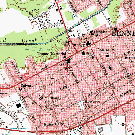 Topographic Map of First Church of the Nazarene, SC