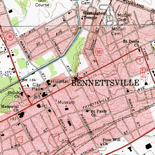 Topographic Map of First United Methodist Church, SC