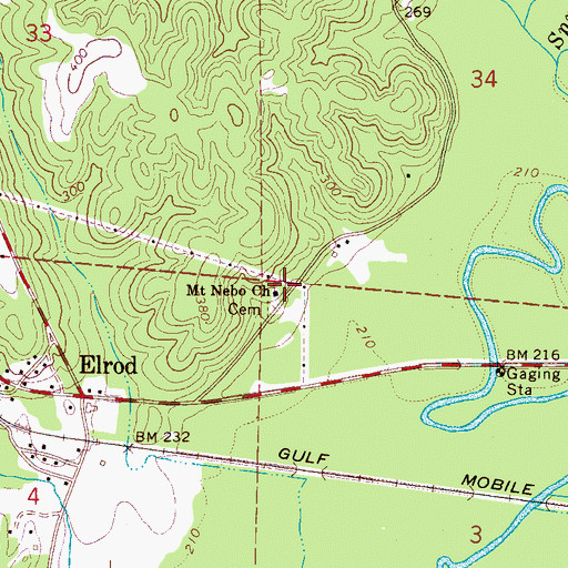 Topographic Map of Mount Nebo Baptist Church, AL