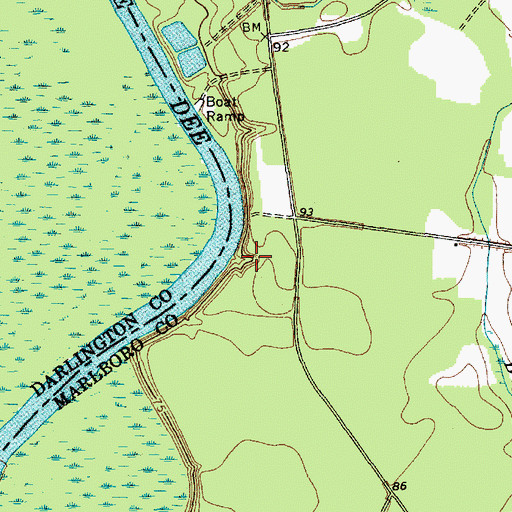 Topographic Map of Hunts Bluff, SC