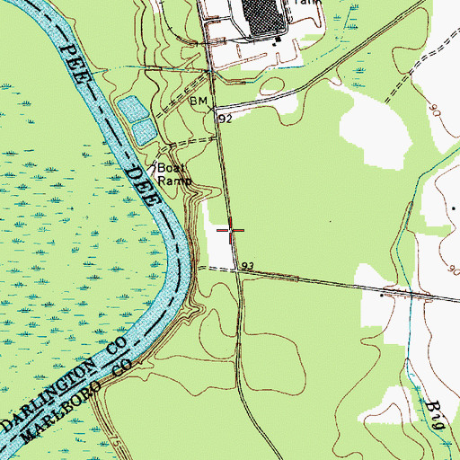 Topographic Map of Hunts Bluff School (historical), SC