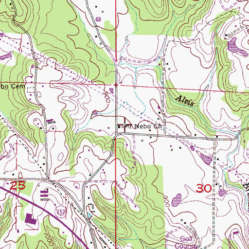 Topographic Map of Mount Nebo Baptist Church, AL