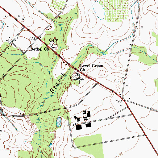 Topographic Map of Level Green United Methodist Church Graveyard, SC