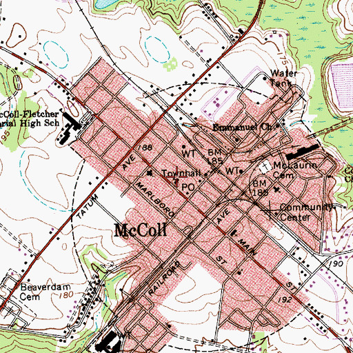 Topographic Map of Main Street Methodist Church, SC