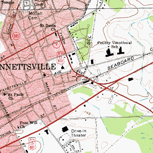 Topographic Map of Marlboro County Courthouse, SC