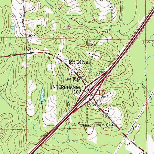 Topographic Map of Mount Olive, AL