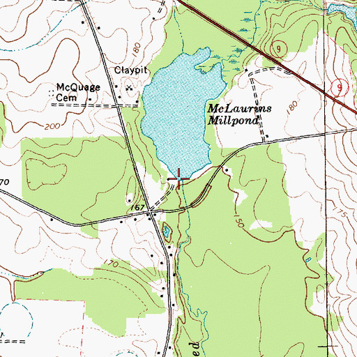 Topographic Map of McLaurins Mill (historical), SC