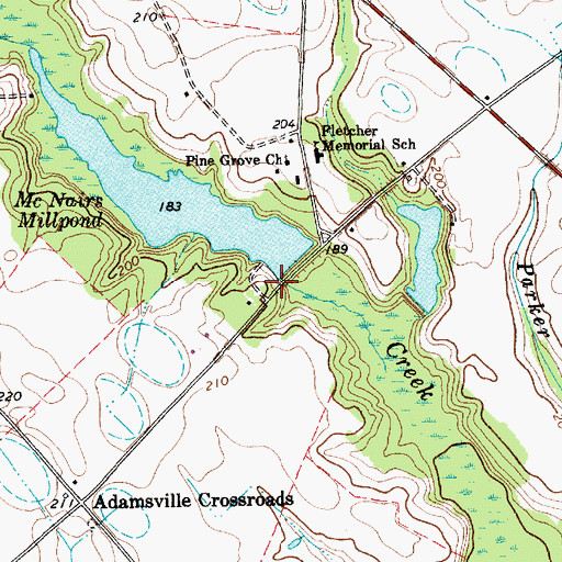 Topographic Map of McNairs Mill (historical), SC