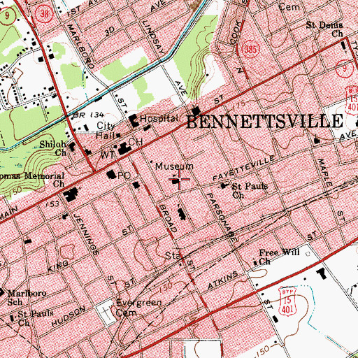 Topographic Map of Murchison School (historical), SC