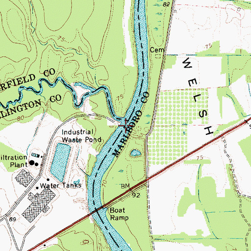 Topographic Map of Sparks Ferry (historical), SC