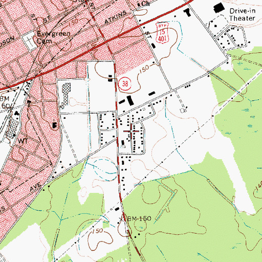 Topographic Map of Sunnybrook Heights, SC