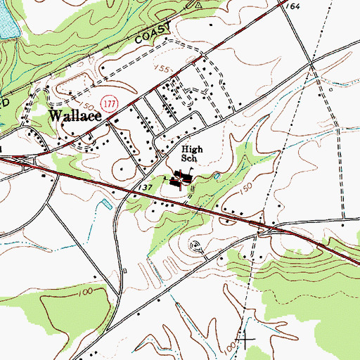 Topographic Map of Wallace Middle School, SC