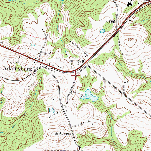 Topographic Map of Adamsburg School (historical), SC