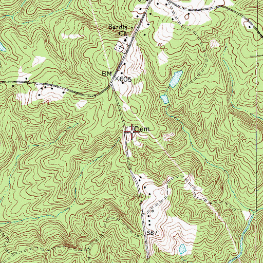 Topographic Map of Antioch Church (historical), SC