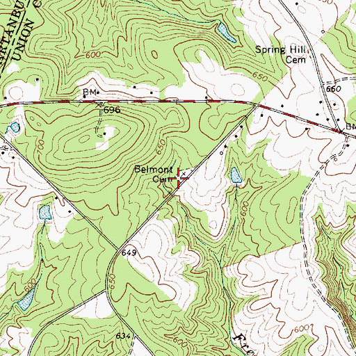 Topographic Map of Belmont Church (historical), SC