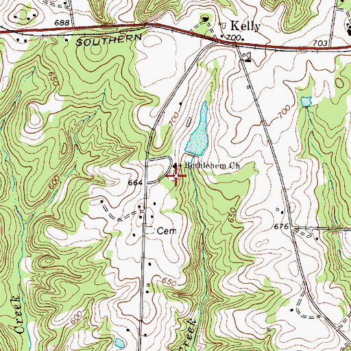 Topographic Map of Bethlehem Cemetery, SC