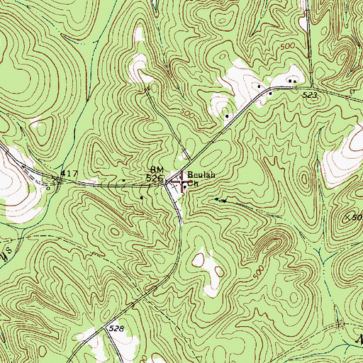 Topographic Map of Beulah Cemetery, SC