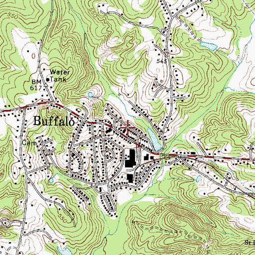 Topographic Map of Buffalo Baptist Church, SC
