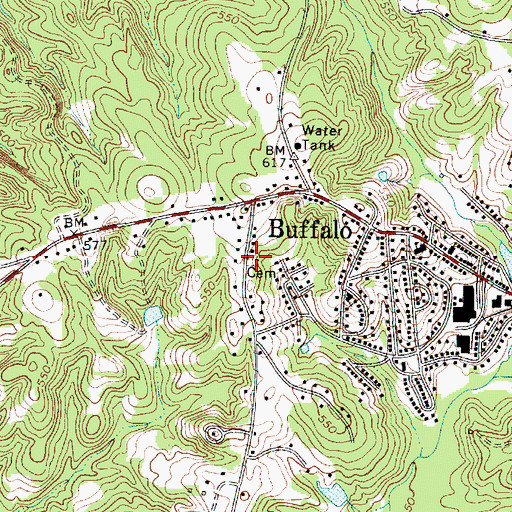 Topographic Map of Buffalo Cemetery, SC