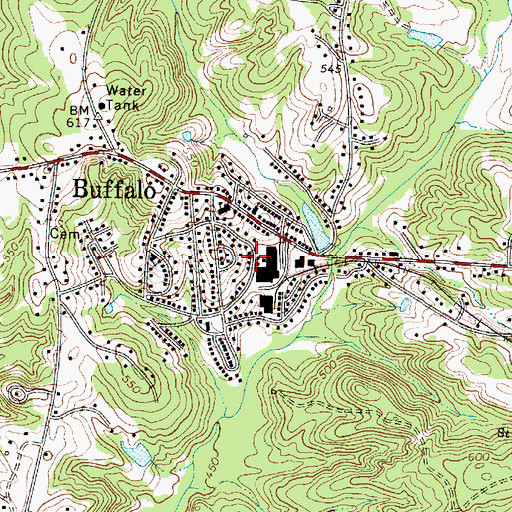 Topographic Map of Buffalo Mill Historic District, SC