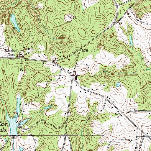 Topographic Map of Calvary Church, SC