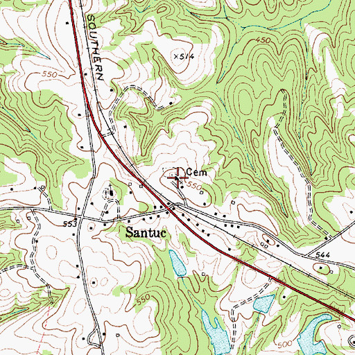 Topographic Map of Cane Creek Presbyterian Church, SC