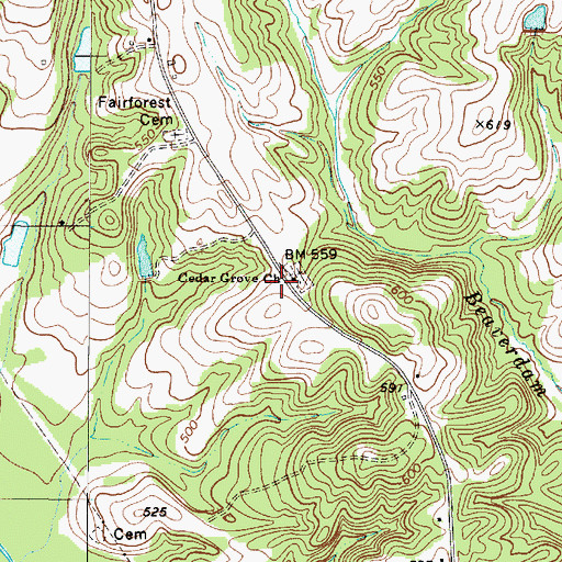 Topographic Map of Cedar Grove School (historical), SC