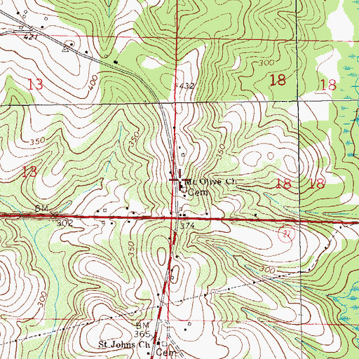 Topographic Map of Mount Olive Church, AL